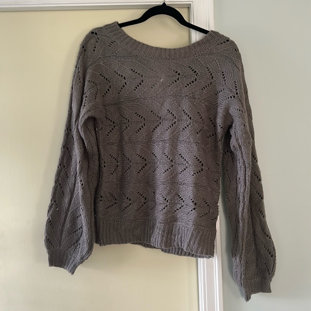 MOON AND MADISON Grey Sweater with Tie Back